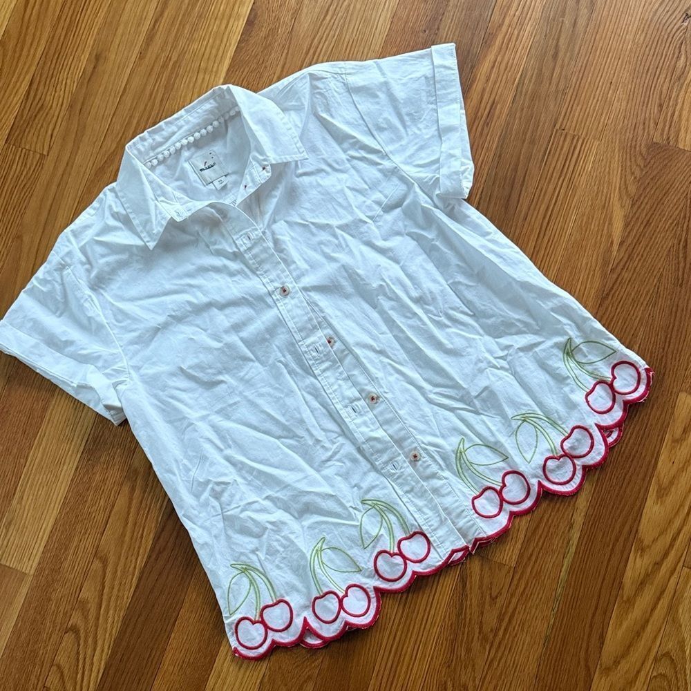 Anthropologie The Henrietta Buttondown Surf Shirt by Maeve: Cherry Edition - Picture 5 of 8